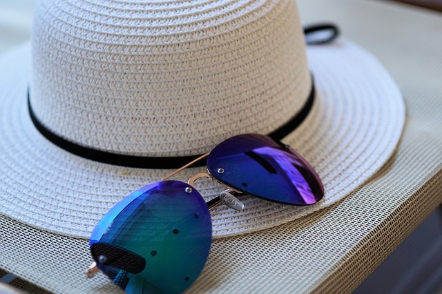 Sunglasses and wide brim hat form the start for sun blocking clothing to protect yourskin.