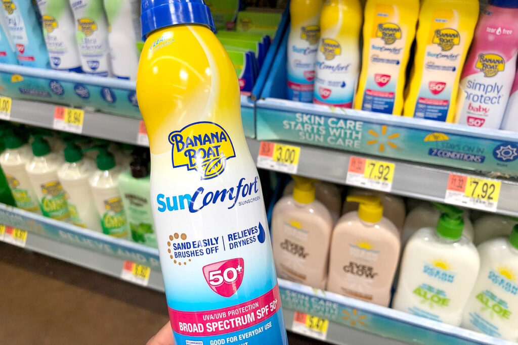 selection of sunscreen on shelf.  Can you be sure you are getting the level of protection the label states
