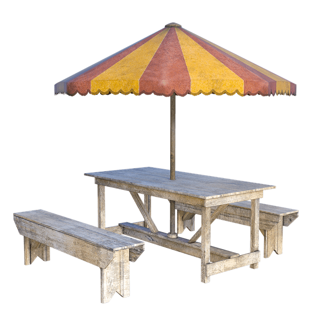Larger Umbrella used at picnic table to protect from the sun.